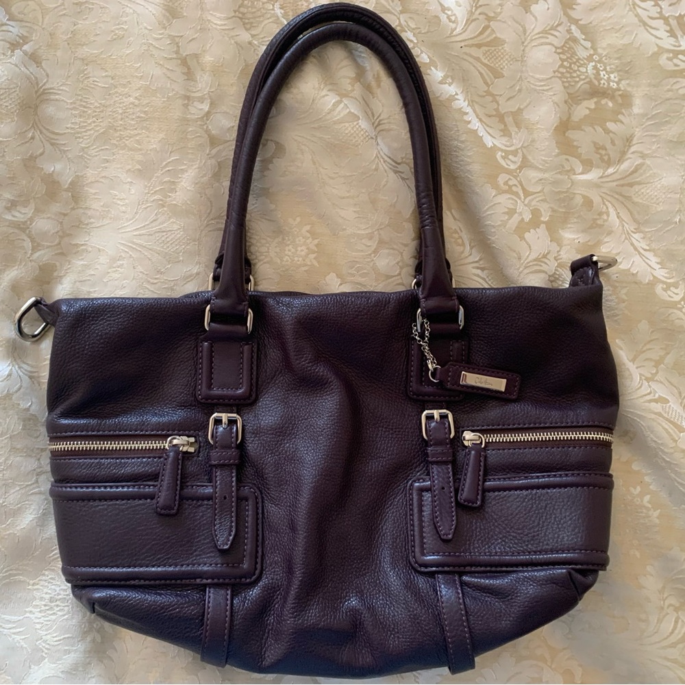 Cole Haan-EUC-Pebbled Leather Bag-Eggplant